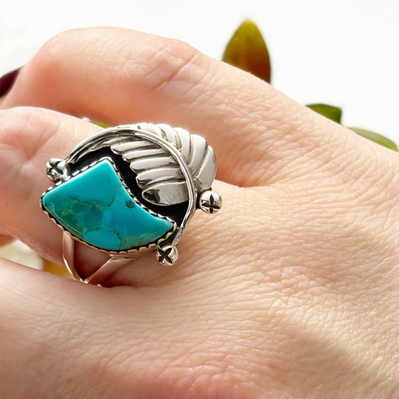 Sterling Silver 925 Turquoise Ring Size 9 Vintage Southwest Navajo Style New - Picture 5 of 12
